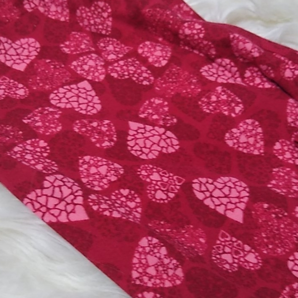 Lularoe red & pink  heart leggings sz TC (14-18) 💕 #2 - Picture 3 of 4